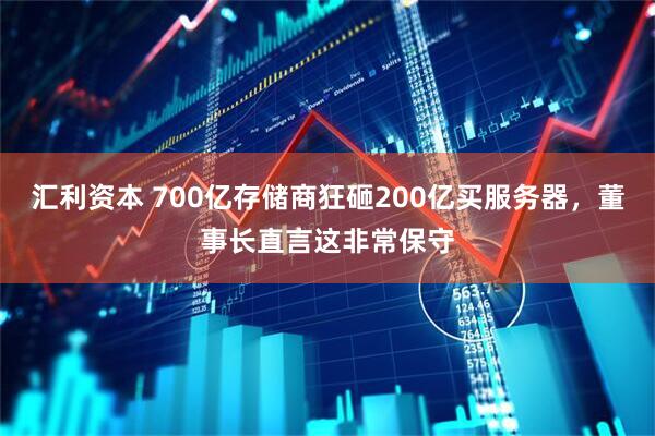 汇利资本 700亿存储商狂砸200亿买服务器，董事长直言这非常保守